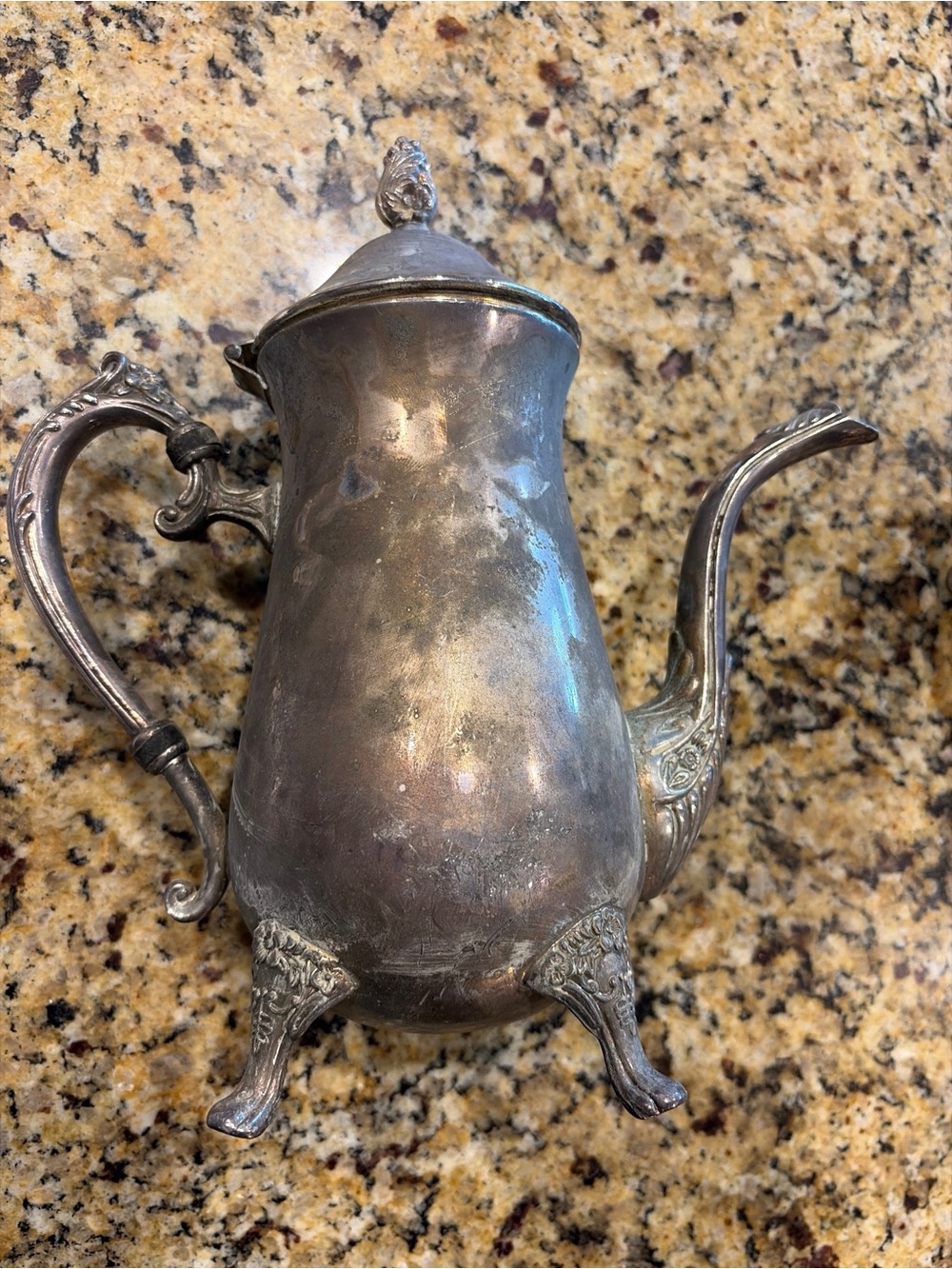 Vintage Elegance Silver Plates on Brass - Ornate Footed CoffeeTea Server
